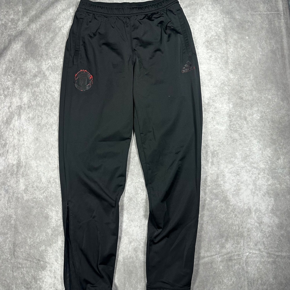 Adidas Manchester United Mens Soccer Training Pants Black Ankle Zip Track XS